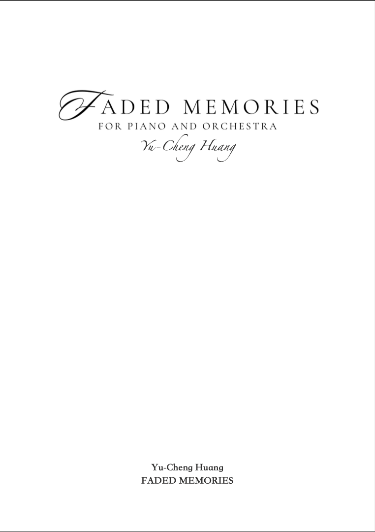Faded Memories for Piano and Orchestra cover page
