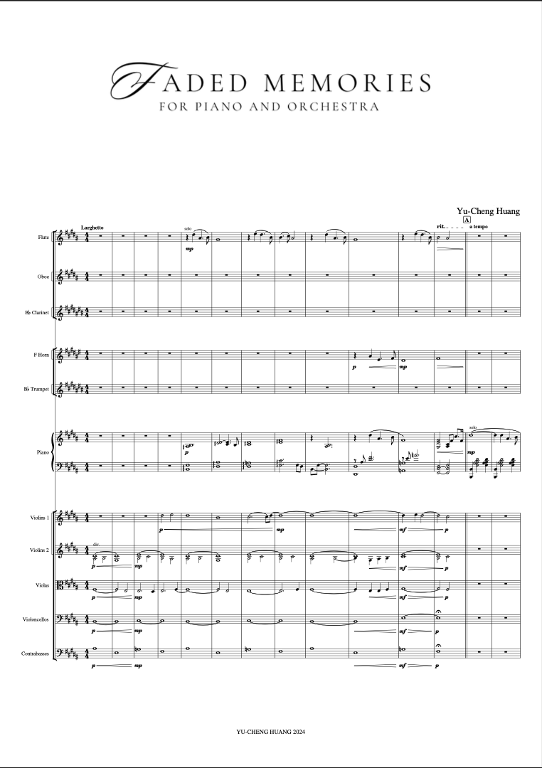 Faded Memories score excerpt
